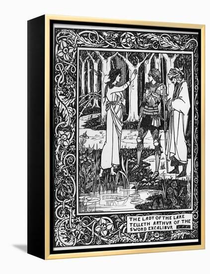 The Lady of the Lake Telleth Arthur of the Sword Excalibur, Illustration from 'Le Morte D'Arthur'-Aubrey Beardsley-Framed Premier Image Canvas