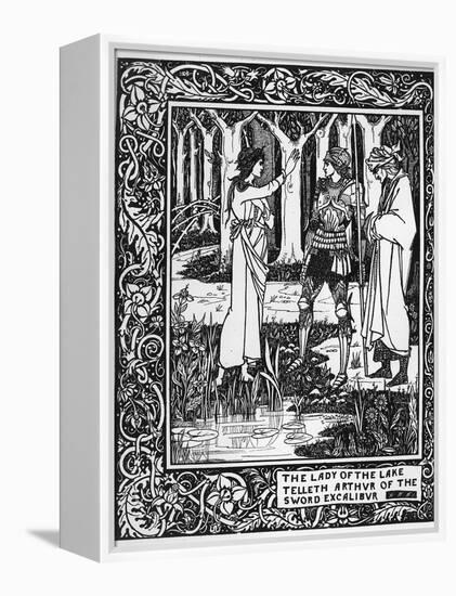 The Lady of the Lake Telleth Arthur of the Sword Excalibur, Illustration from 'Le Morte D'Arthur'-Aubrey Beardsley-Framed Premier Image Canvas