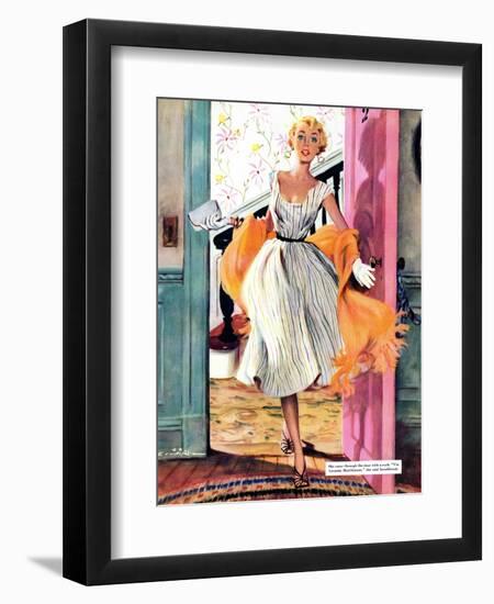 The Lady's Future - Saturday Evening Post "Leading Ladies", February 6, 1954 pg.34-Ernest Chiriaka-Framed Giclee Print