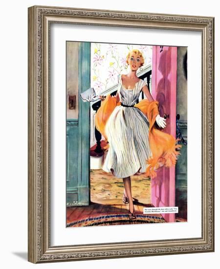 The Lady's Future - Saturday Evening Post "Leading Ladies", February 6, 1954 pg.34-Ernest Chiriaka-Framed Giclee Print