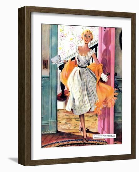 The Lady's Future - Saturday Evening Post "Leading Ladies", February 6, 1954 pg.34-Ernest Chiriaka-Framed Giclee Print