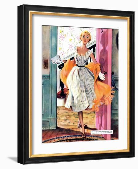 The Lady's Future - Saturday Evening Post "Leading Ladies", February 6, 1954 pg.34-Ernest Chiriaka-Framed Giclee Print