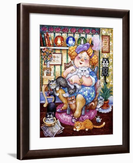 The Lady Who Loves Cats-Bill Bell-Framed Giclee Print