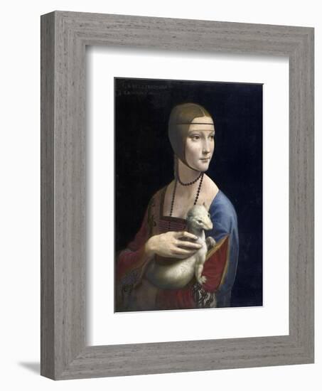 The Lady with an Ermine, ca. 1490-Leonardo Da Vinci-Framed Art Print