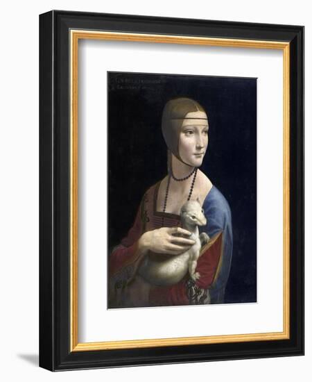 The Lady with an Ermine, ca. 1490-Leonardo Da Vinci-Framed Art Print