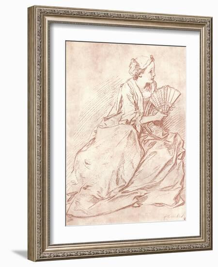 'The Lady with the Fan', 18th century-Francois Boucher-Framed Giclee Print