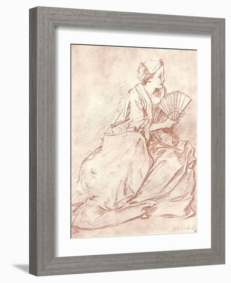 'The Lady with the Fan', 18th century-Francois Boucher-Framed Giclee Print