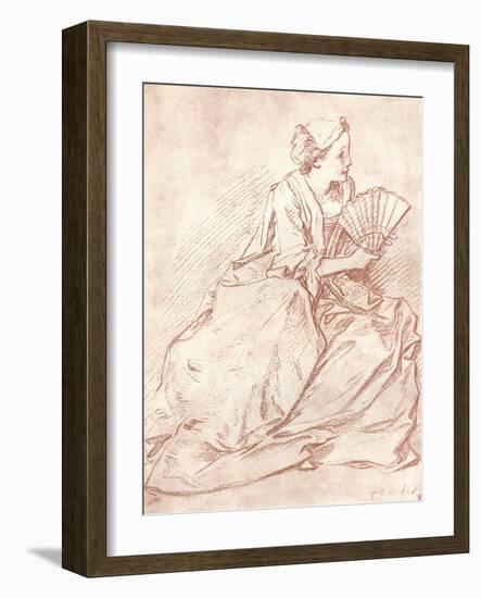 'The Lady with the Fan', 18th century-Francois Boucher-Framed Giclee Print