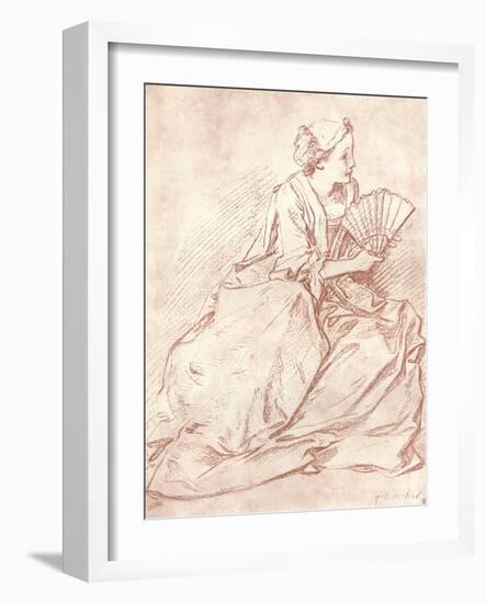 'The Lady with the Fan', 18th century-Francois Boucher-Framed Giclee Print