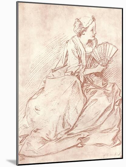 'The Lady with the Fan', 18th century-Francois Boucher-Mounted Giclee Print