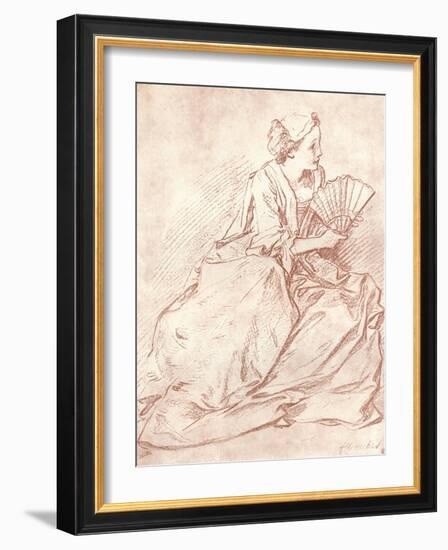 'The Lady with the Fan', 18th century-Francois Boucher-Framed Giclee Print