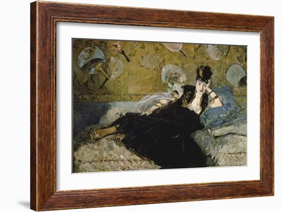 The Lady with the Fans (Nina De Callias), 1873-Edouard Manet-Framed Giclee Print