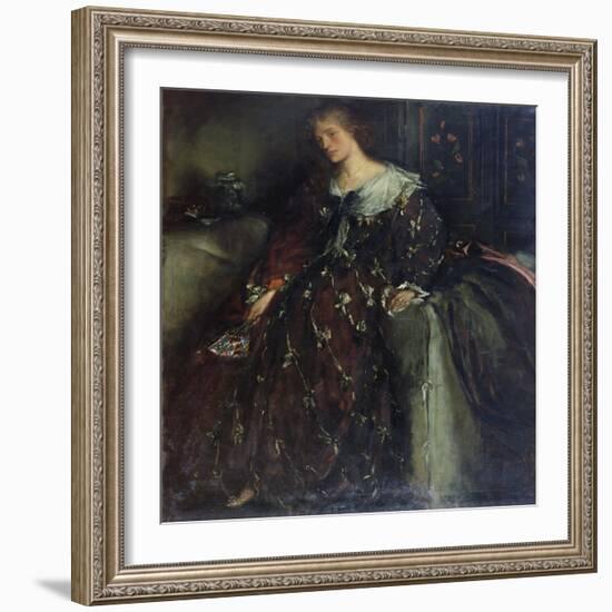 The Lady with the Green Fan, Portrait of Mrs Hacon-Charles Haslewood Shannon-Framed Giclee Print