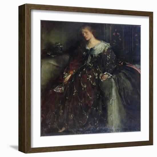 The Lady with the Green Fan, Portrait of Mrs Hacon-Charles Haslewood Shannon-Framed Giclee Print