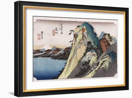 The Lake at Hakone', from the Series 'The Fifty-Three Stations of the Tokaido'-Utagawa Hiroshige-Framed Giclee Print