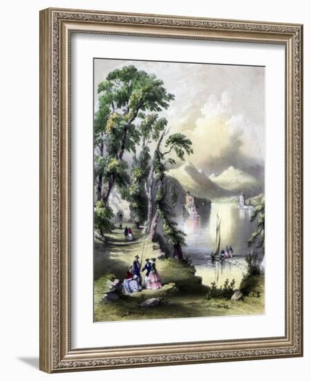 The Lake of Killarney with the Ruins of Innisfallen Abbey, Ireland, 19th Century-John Brandard-Framed Giclee Print