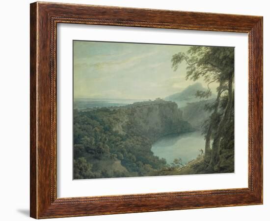 The Lake of Nemi and the Town of Genzano, 18Th Century (W/C on Paper)-John Robert Cozens-Framed Giclee Print