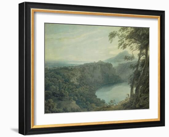 The Lake of Nemi and the Town of Genzano, 18Th Century (W/C on Paper)-John Robert Cozens-Framed Giclee Print