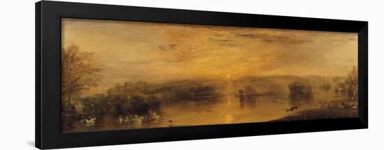 The Lake, Petworth: Sunset, a Stag Drinking, circa 1829-J. M. W. Turner-Framed Giclee Print