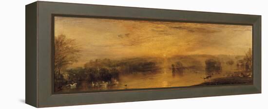 The Lake, Petworth: Sunset, a Stag Drinking, circa 1829-J. M. W. Turner-Framed Premier Image Canvas