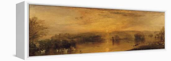 The Lake, Petworth: Sunset, a Stag Drinking, circa 1829-J. M. W. Turner-Framed Premier Image Canvas