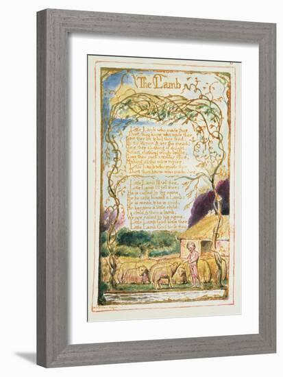 The Lamb: Plate 8 from 'Songs of Innocence and of Experience' C.1815-26-William Blake-Framed Giclee Print