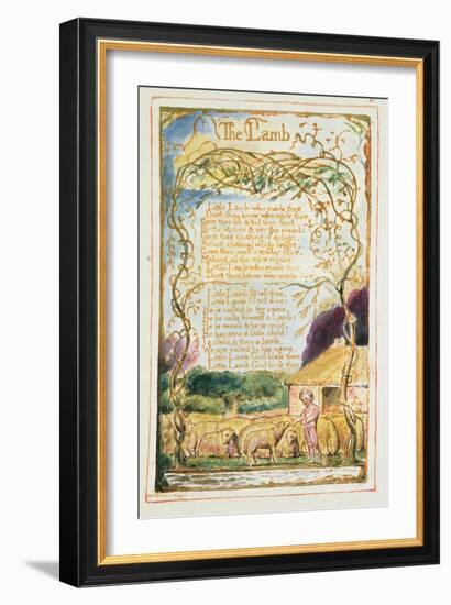 The Lamb: Plate 8 from 'Songs of Innocence and of Experience' C.1815-26-William Blake-Framed Giclee Print