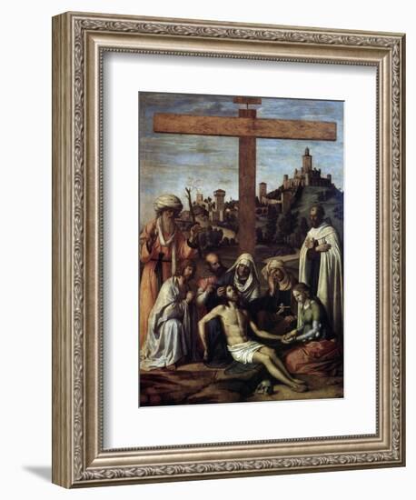 The Lamentation over Christ with a Carmelite Monk, C1510-Giovanni Battista Cima Da Conegliano-Framed Giclee Print