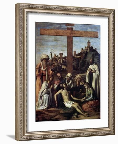 The Lamentation over Christ with a Carmelite Monk, C1510-Giovanni Battista Cima Da Conegliano-Framed Giclee Print