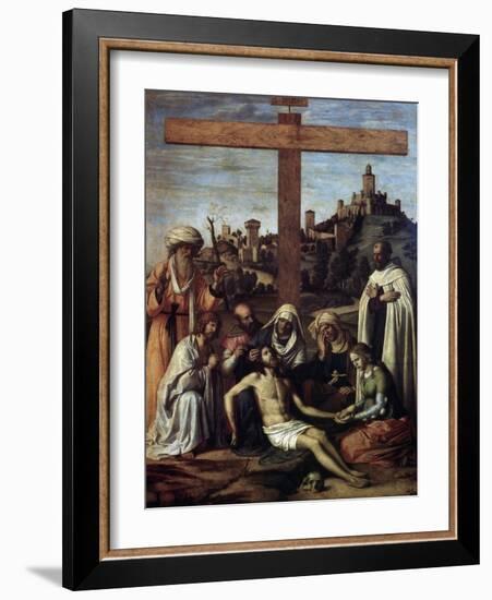 The Lamentation over Christ with a Carmelite Monk, C1510-Giovanni Battista Cima Da Conegliano-Framed Giclee Print