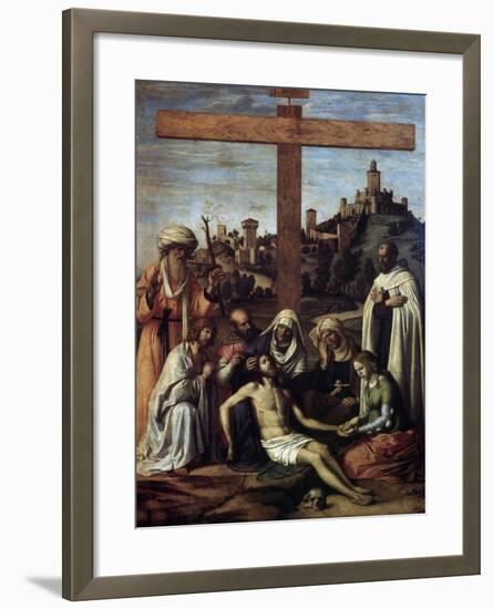 The Lamentation over Christ with a Carmelite Monk, C1510-Giovanni Battista Cima Da Conegliano-Framed Giclee Print