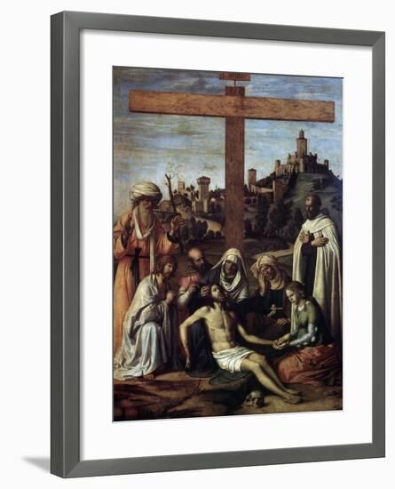 The Lamentation over Christ with a Carmelite Monk, C1510-Giovanni Battista Cima Da Conegliano-Framed Giclee Print