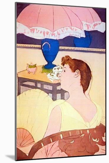 The Lamp-Mary Cassatt-Mounted Art Print