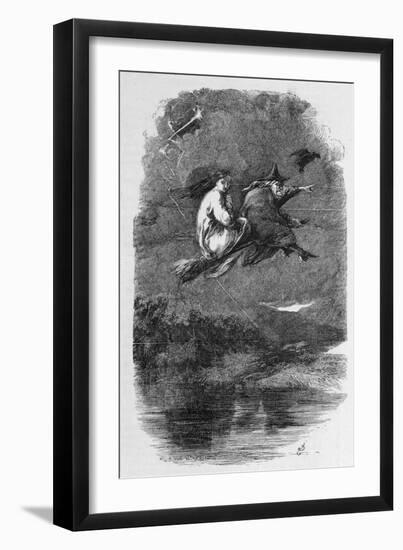 The Lancashire Witches Mother Chattox Noted Local Witch Rides to Pendle Hill-John Gilbert-Framed Art Print