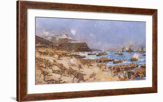 The Landing at Anzac, 25th April 1915-Charles Edward Dixon-Framed Premium Giclee Print