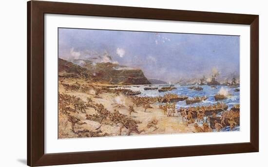 The Landing at Anzac, 25th April 1915-Charles Edward Dixon-Framed Premium Giclee Print