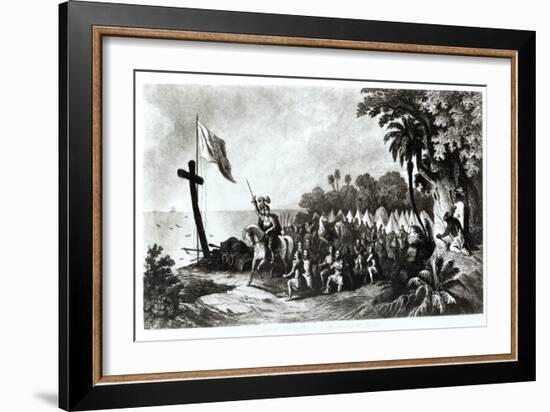 The Landing at Tampa Bay: de Soto and His Followers Swearing to Conquer or Die-R. Telfer-Framed Giclee Print