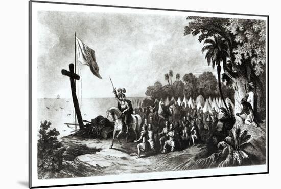 The Landing at Tampa Bay: de Soto and His Followers Swearing to Conquer or Die-R. Telfer-Mounted Giclee Print