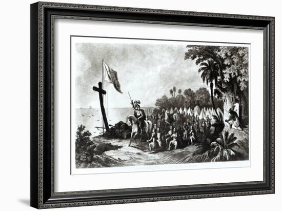 The Landing at Tampa Bay: de Soto and His Followers Swearing to Conquer or Die-R. Telfer-Framed Giclee Print