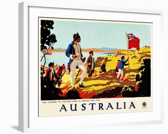 The Landing Of Captain Cook At Botany Bay, 1770-Percy Trompf-Framed Art Print