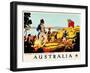 The Landing Of Captain Cook At Botany Bay, 1770-Percy Trompf-Framed Art Print