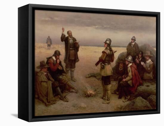 The Landing of the Pilgrim Fathers, 1620-George Henry Boughton-Framed Premier Image Canvas
