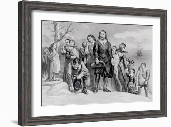 The Landing of the Pilgrims at Plymouth, Mass. Dec. 22nd, 1620, Pub. 1876-Currier & Ives-Framed Giclee Print