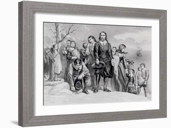 The Landing of the Pilgrims at Plymouth, Mass. Dec. 22nd, 1620, Pub. 1876-Currier & Ives-Framed Giclee Print