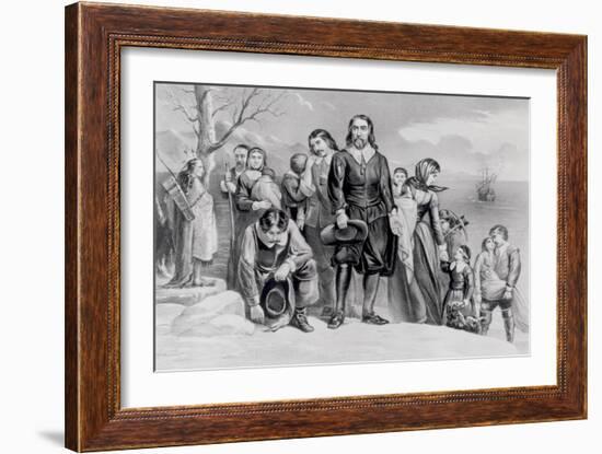 The Landing of the Pilgrims at Plymouth, Mass. Dec. 22nd, 1620, Pub. 1876-Currier & Ives-Framed Giclee Print