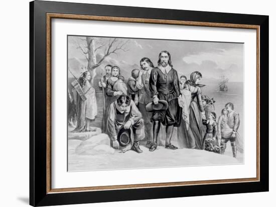 The Landing of the Pilgrims at Plymouth, Mass. Dec. 22nd, 1620, Pub. 1876-Currier & Ives-Framed Giclee Print