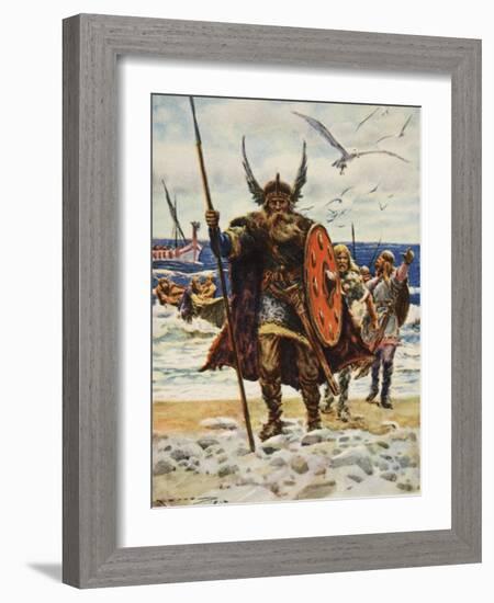 The Landing of the Vikings-Arthur C. Michael-Framed Giclee Print