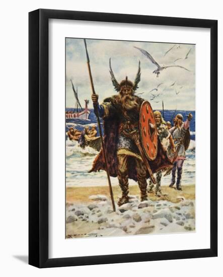 The Landing of the Vikings-Arthur C. Michael-Framed Giclee Print