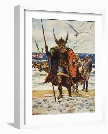 The Landing of the Vikings-Arthur C. Michael-Framed Giclee Print