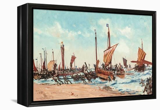 The Landing of William the Conqueror at Hastings, on 28 September 1066, 1910 (Pencil, W/C & Bodycol-Charles Edward Dixon-Framed Premier Image Canvas